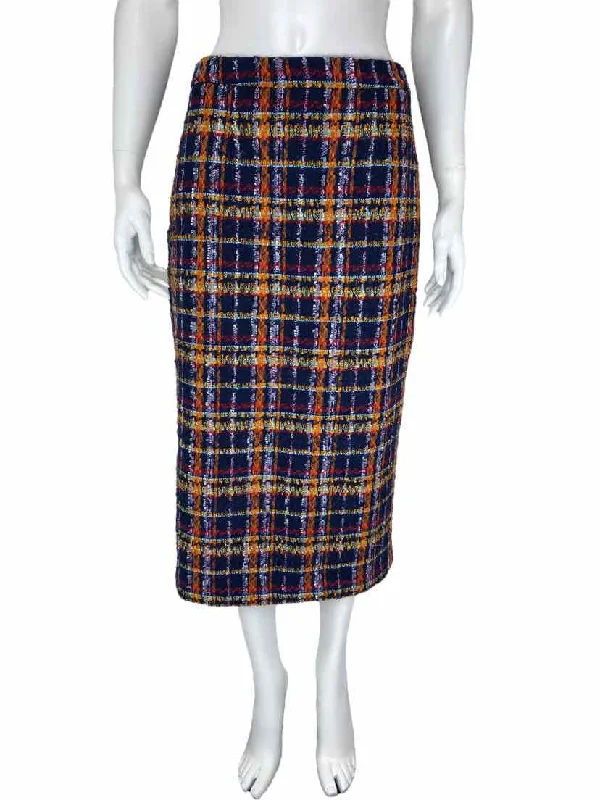 Halogen Women's Sparkle Tweed Midi Skirt Navy/Multi Size 8 with Tags