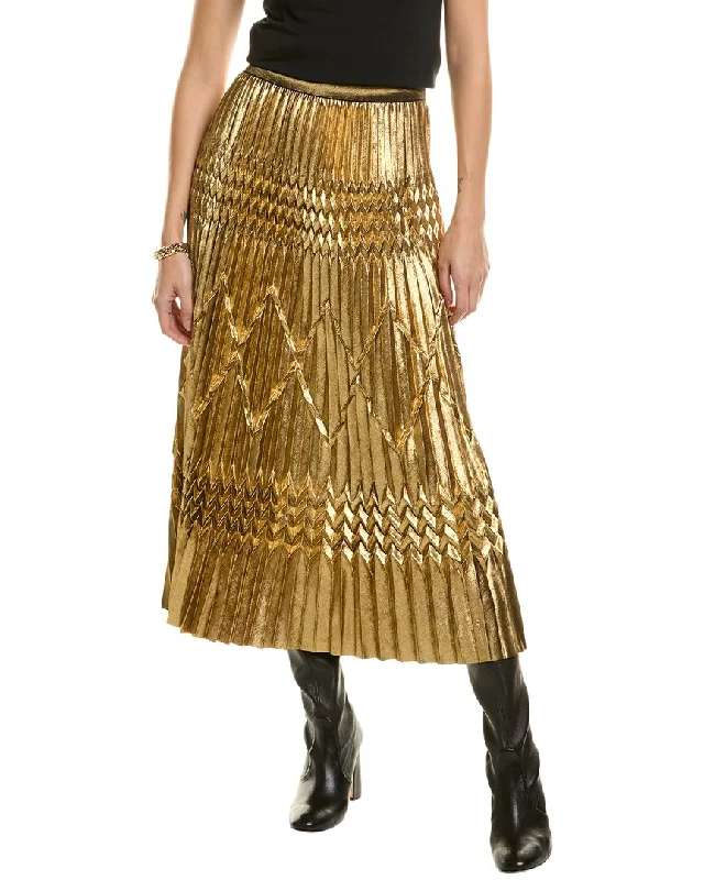 Le Superbe Guilded Triple Pleat Midi Skirt