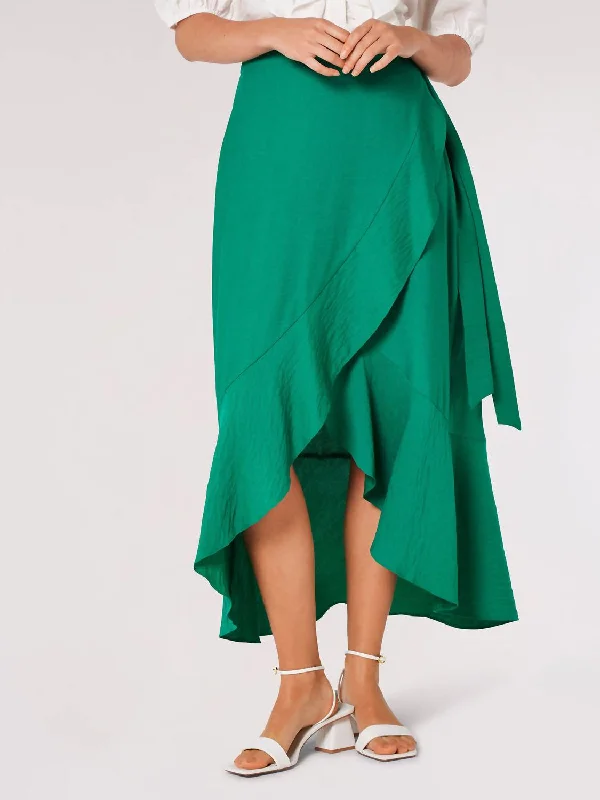 Big Ruffle Maxi Skirt In Green