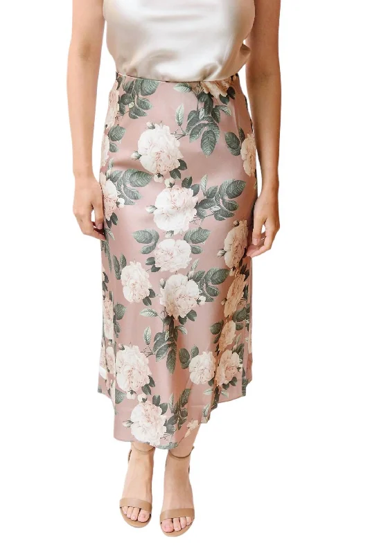 Aviva Floral Midi Skirt In Gardenia