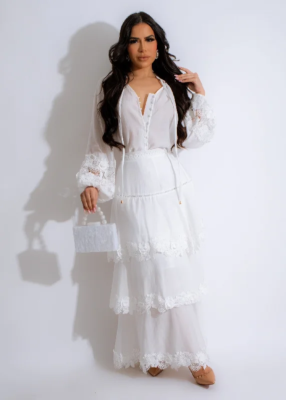 Casual Lover Lace Skirt Set White