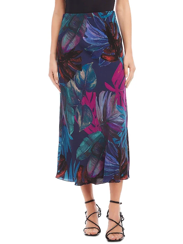 Womens Long Printed Midi Skirt