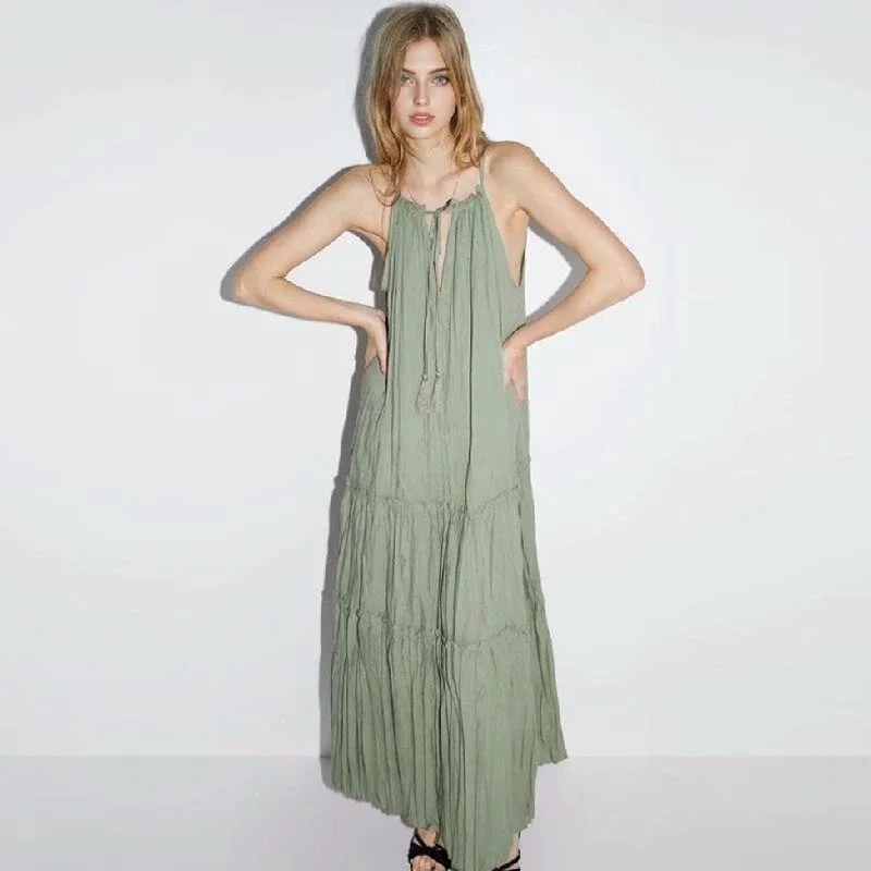 JuliaFashion - 2024 Sexy Loose Strap Maxi Boho Dress