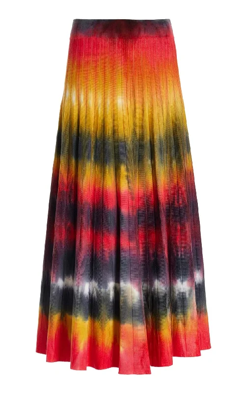 Ella Knit Midi Skirt in Fire Tie Dye Cashmere