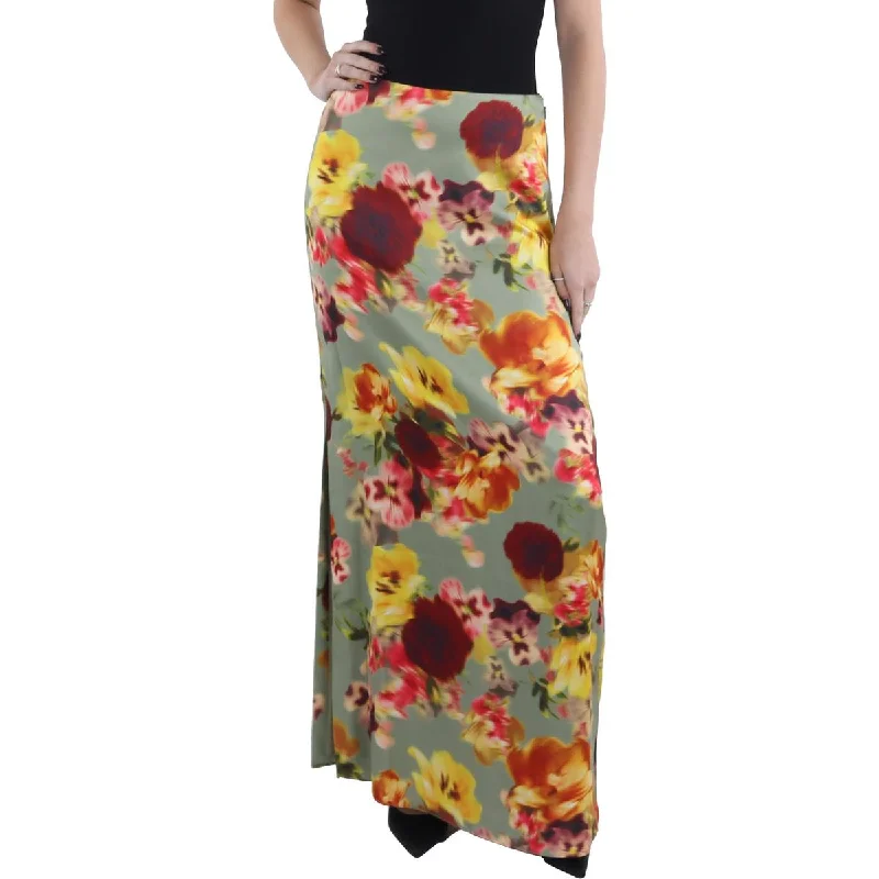 Womens Floral Prnt Split Hem Maxi Skirt