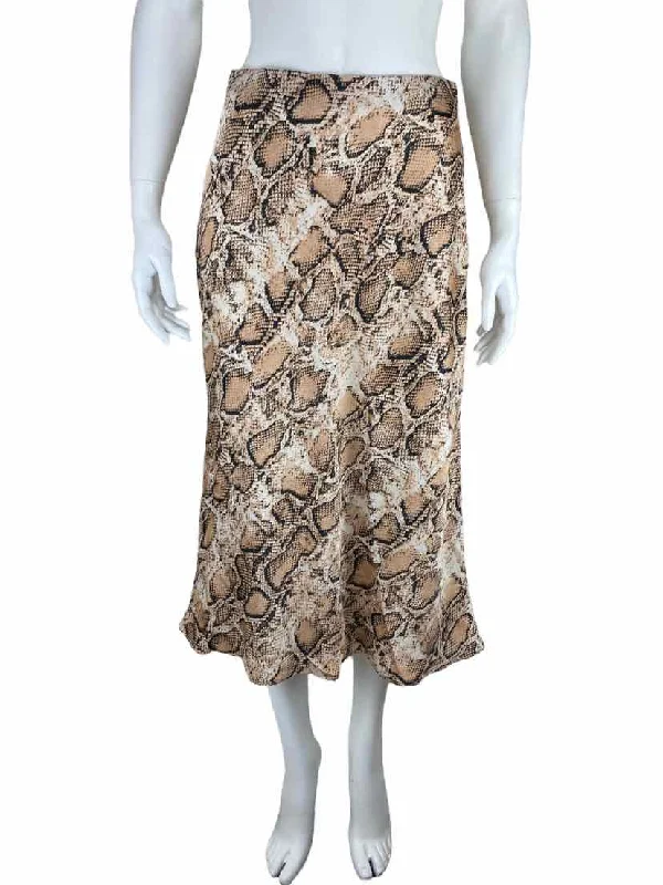 Bloomingdales Aqua, Women's Snakeskin Midi Skirt, Ivory/Multi, Size M