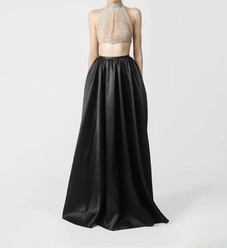 Zahara Satin Maxi Skirt In Black