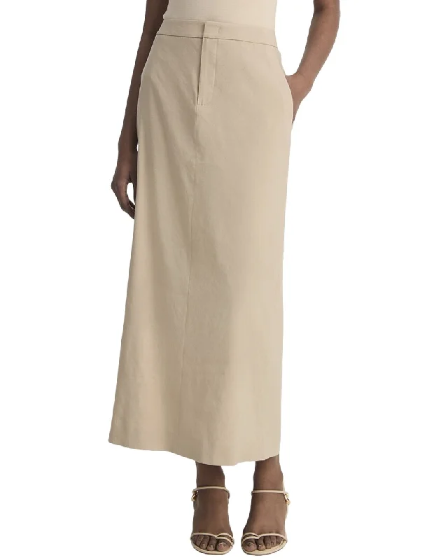 Vince Mid Rise Linen-Blend Maxi Skirt