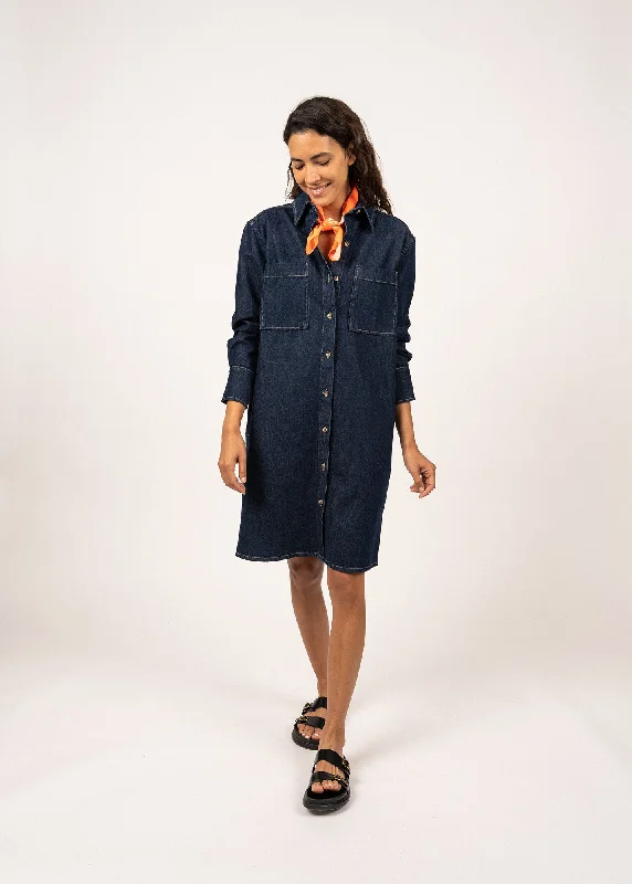 Roxane denim shirt dress - with contrast stitching (JEAN)