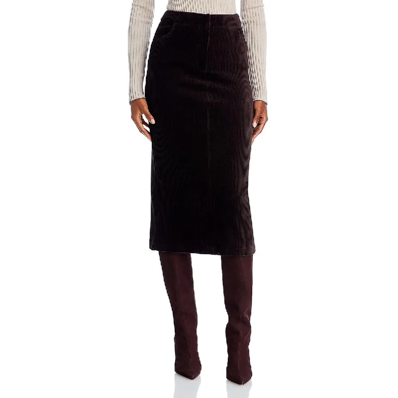 Womens Corduroy Split Hem Midi Skirt