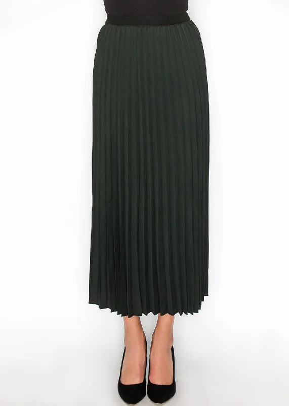 Hunter Green Midi Pleat Skirt