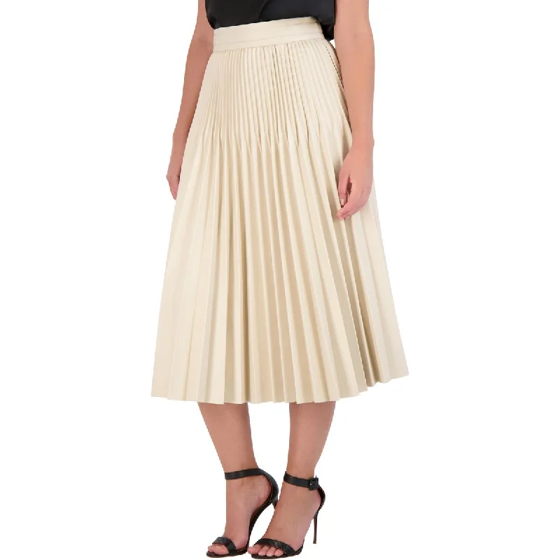 Womens Faux Leather Mid Calf Maxi Skirt