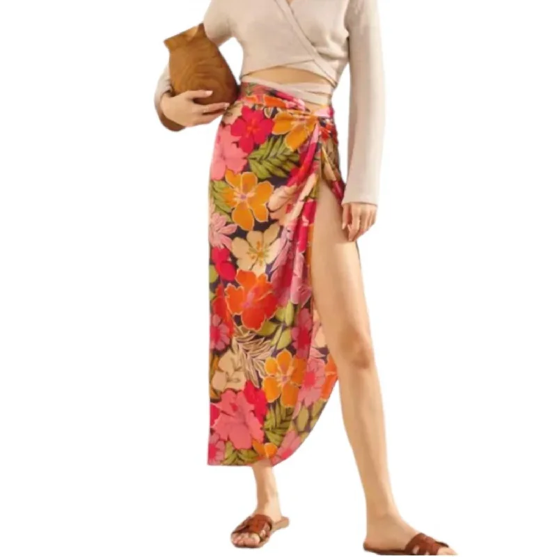 Riding Waves Maxi Skirt In Hawaiian Garden