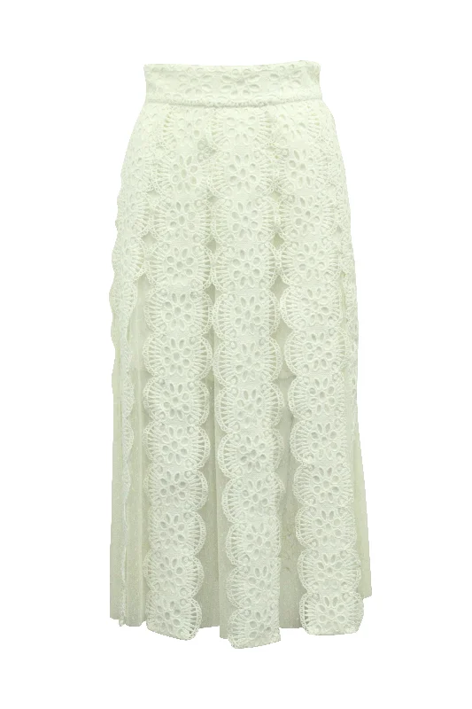 Maje Lace Maxi Skirt in Cream Polyester