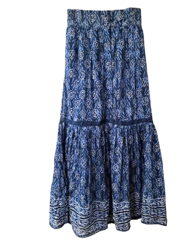 Kathy Maxi Skirt In Indigo Print