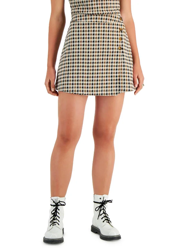 Juniors Womens Printed Short Mini Skirt