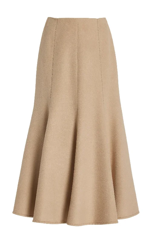 Amy Midi Skirt in Camel Winter Silk