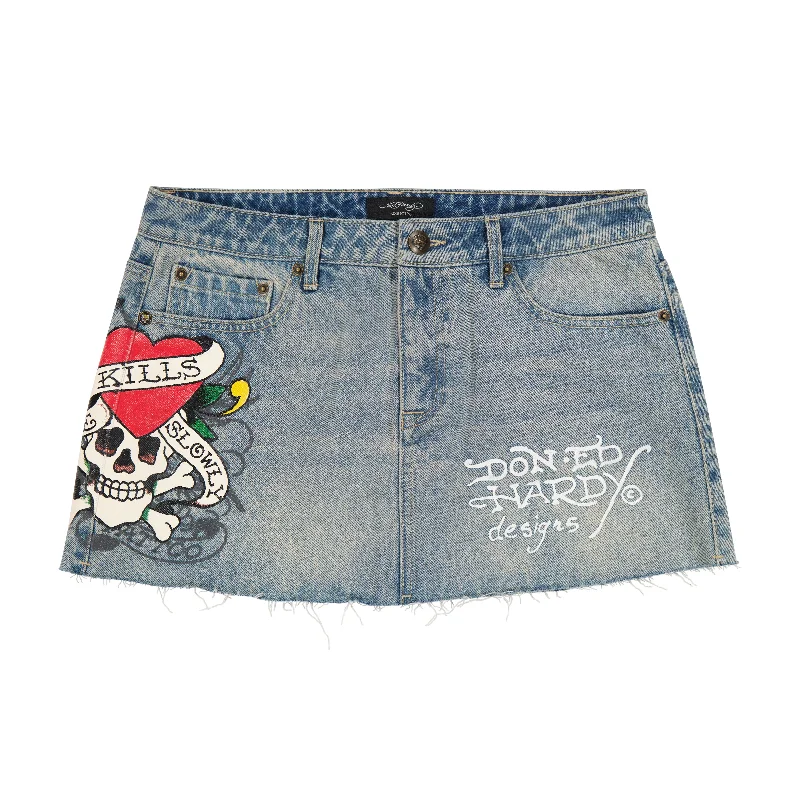 LKS Skull Denim Mini Skirt