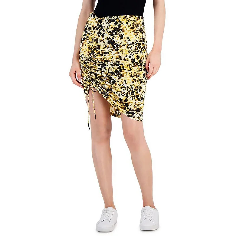 Womens Ruched Above Knee Mini Skirt