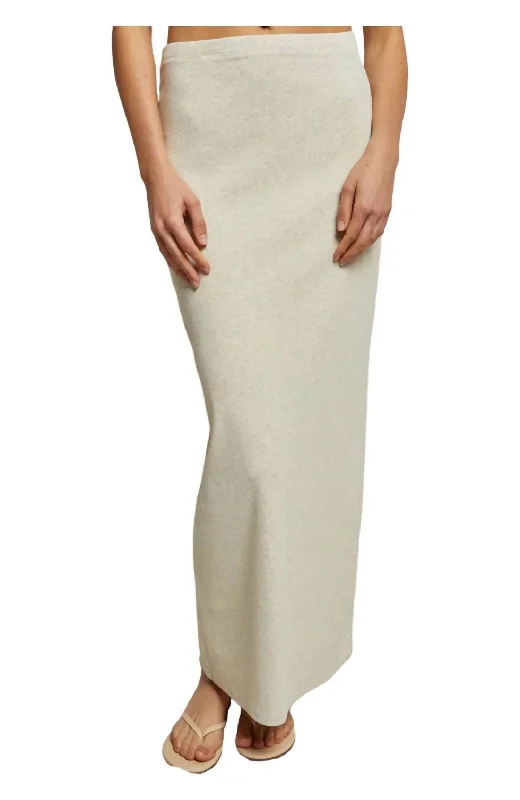 Aja Ribbed Maxi Skirt In Oatmeal