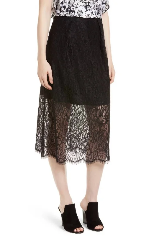 Lace Midi Skirt In Black