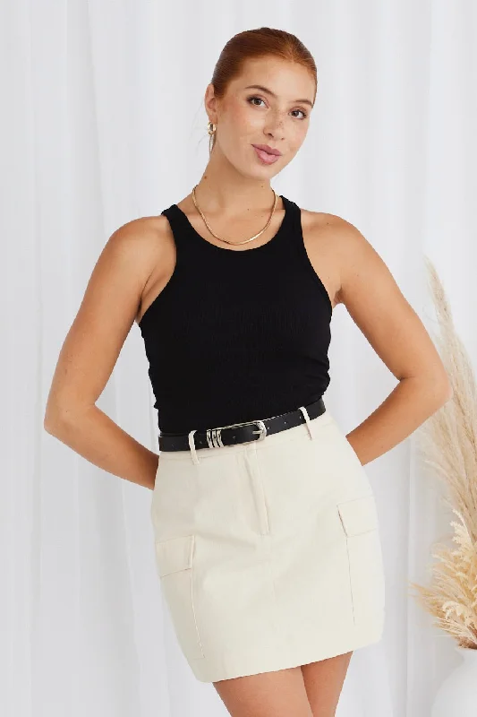 Idyllic Ivory Cotton Utility Mini Skirt