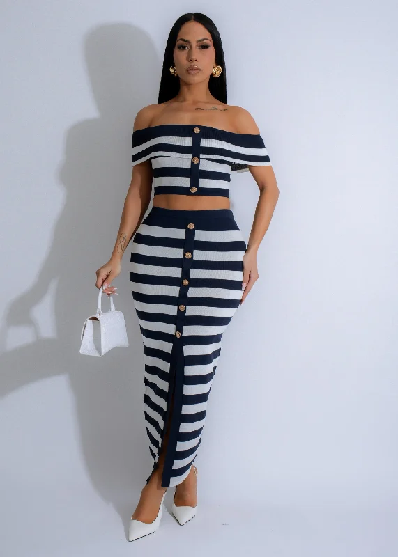 Riviera Stride Stripes Skirt Set Blue