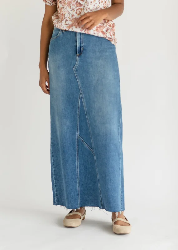 Lee A-Line Raw Hem Maxi Skirt