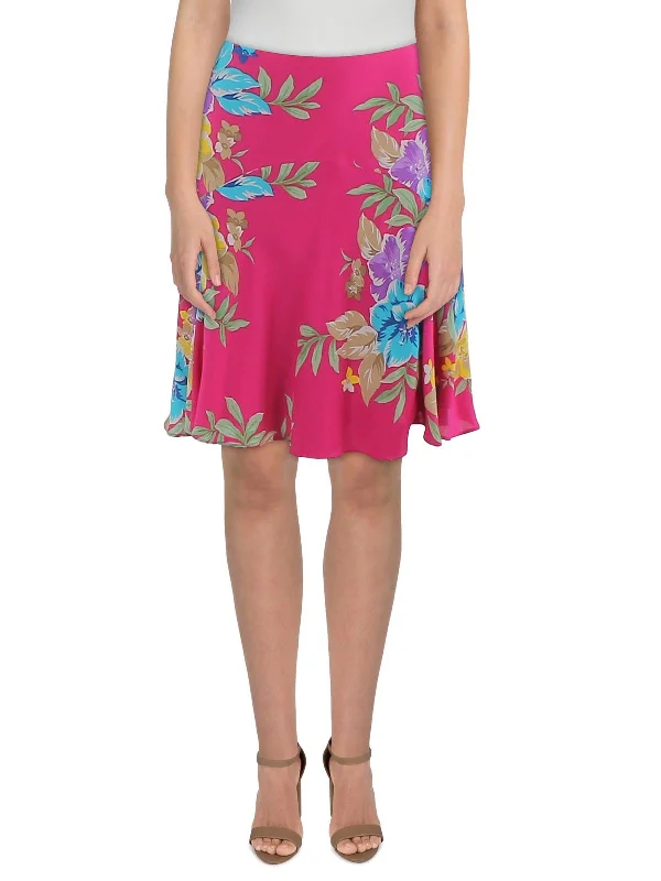 Womens Mini Floral Print A-Line Skirt