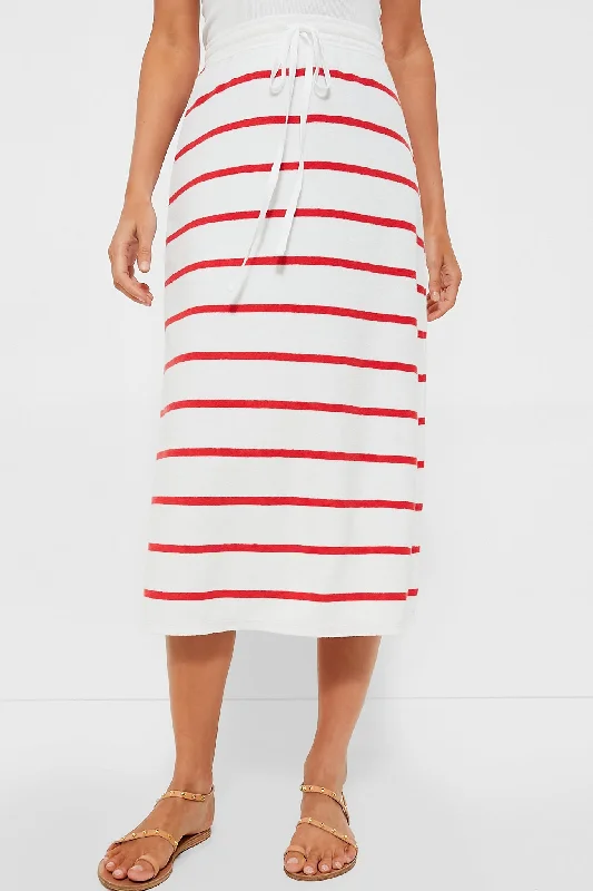 White and Flame Stripe Terry Towel Skirt