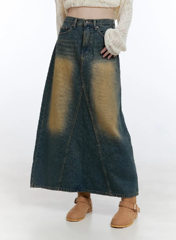 Washed Denim Midi Skirt CG413