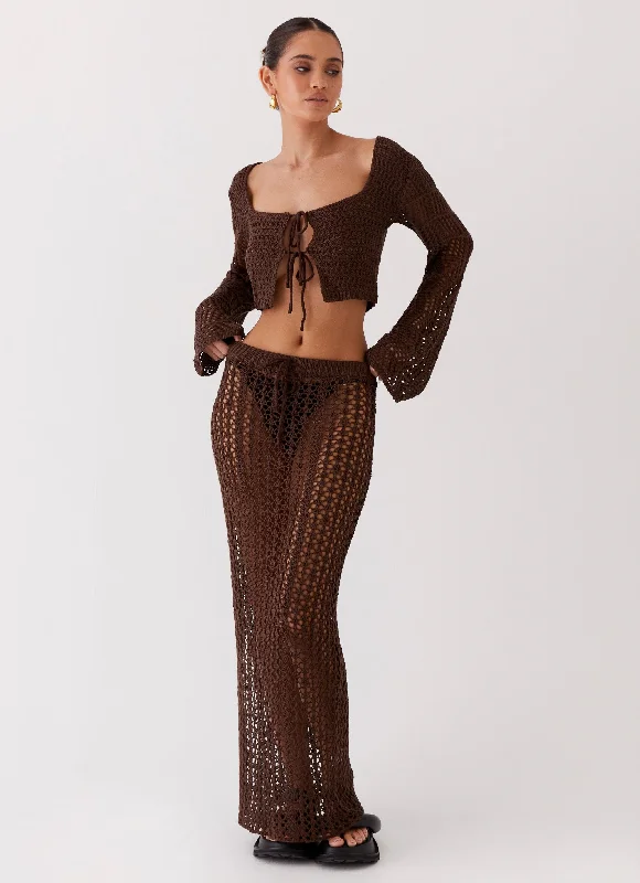 Rosalina Crochet Maxi Skirt - Chocolate