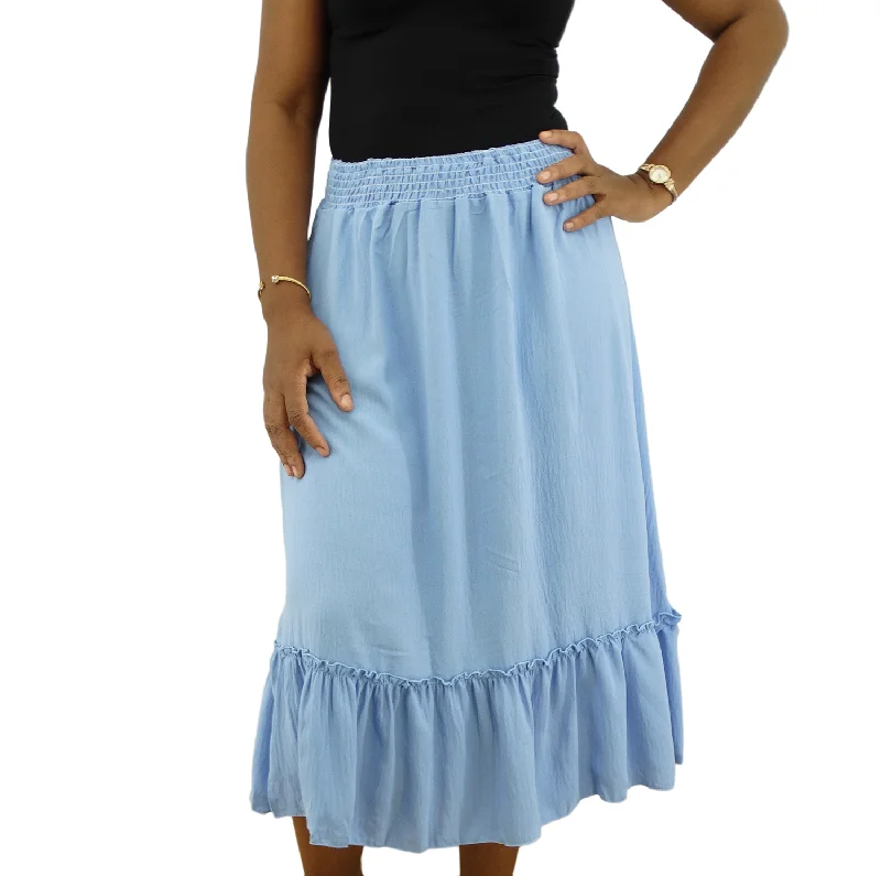 SM3844, SnowFlake - Airflow Solid Midi Skirt (S/M-L/XL) Assorted