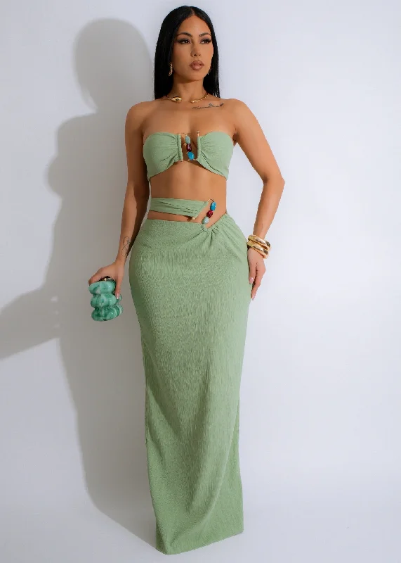 Can't Forget Me Skirt Set Green