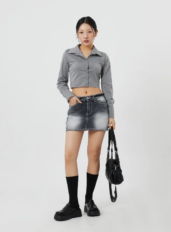 Mid-Rise Denim Mini Skirt CF327