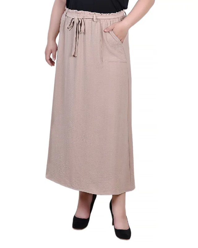 Plus Size Ankle Length Belted A-Line Skirt