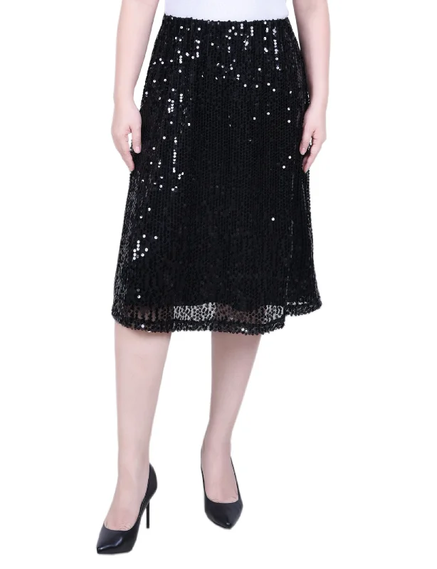 Petite Knee Length Sequined Skirt