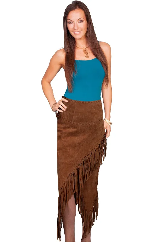 Scully Womens Cinnamon Suede Long Skirt