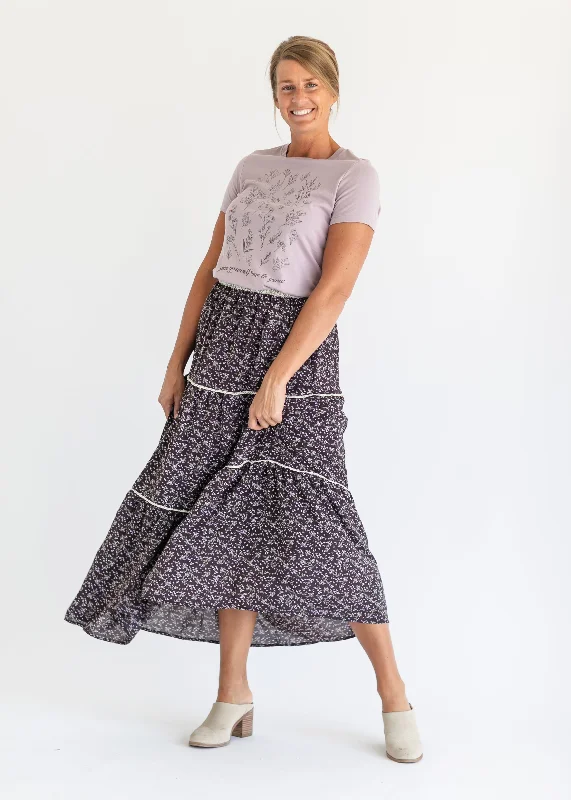 Wilder Purple Floral Lace Tiered Maxi Skirt - FINAL SALE