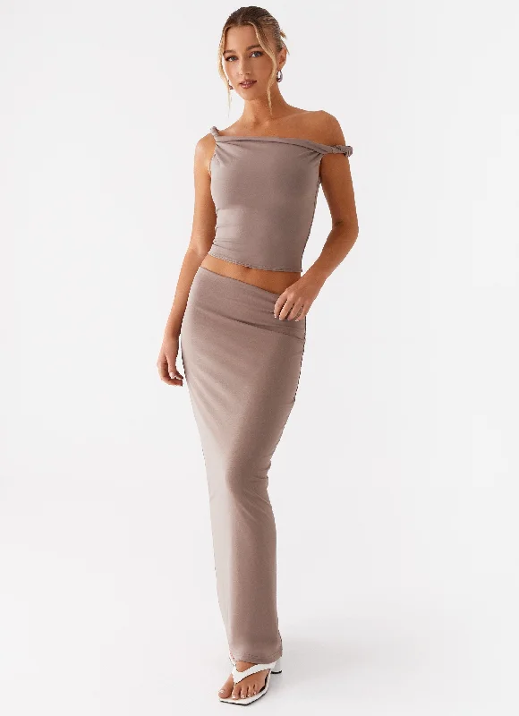 Solace Soul Maxi Skirt - Taupe