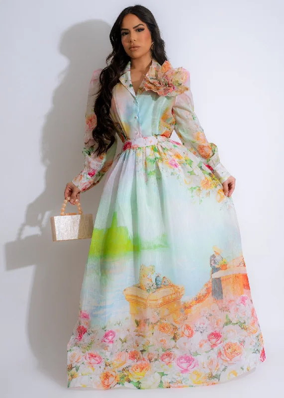 Ethereal Blossom Skirt Set Green