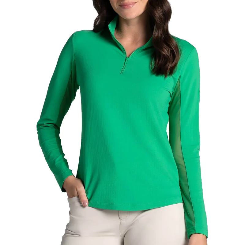 IBKUL Women's Lucky Charm Long Sleeve Mock Neck Top - Green