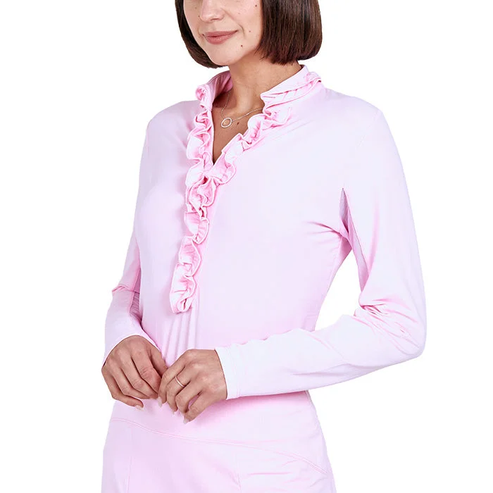 G Lifestyle Long Sleeve Double Ruffle Top - Light Pink