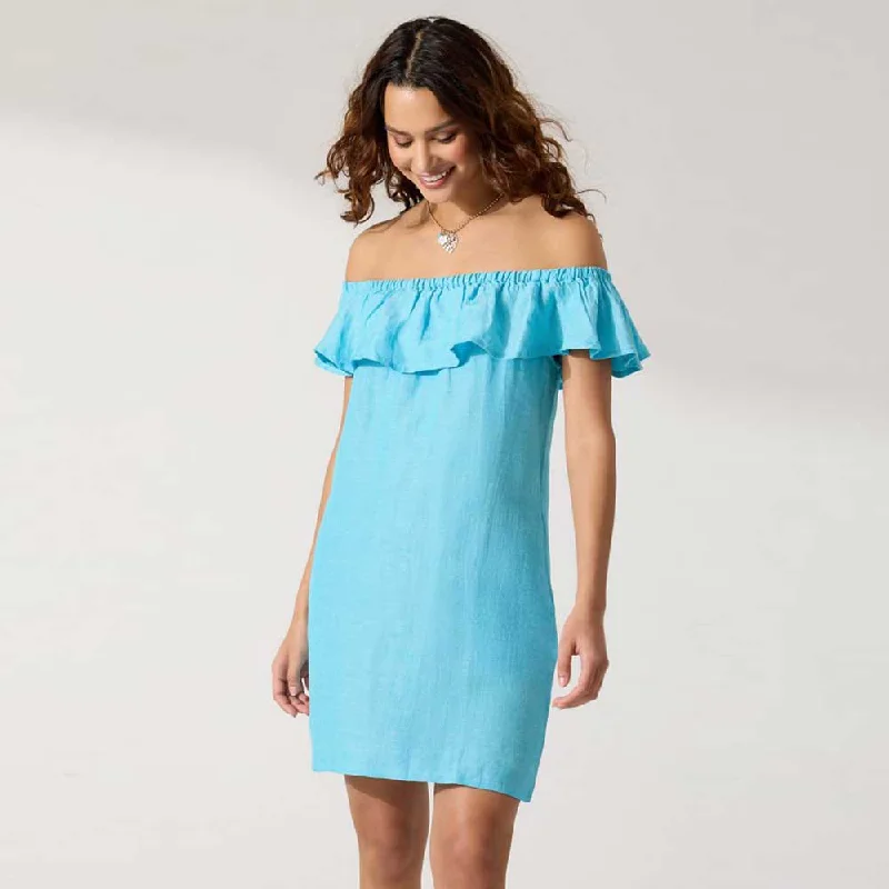 Tommy Bahama St. Lucia Off The Shoulder Ruffle Dress Cover Up - Lt Curacao*