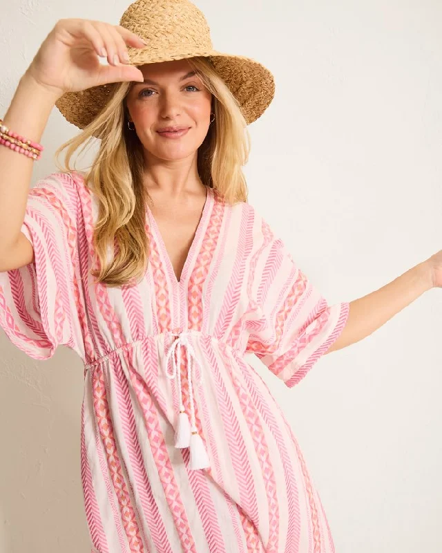 Tommy Bahama Womens Geo Jacquard Midi Dress Coverup - Preppy Pink*