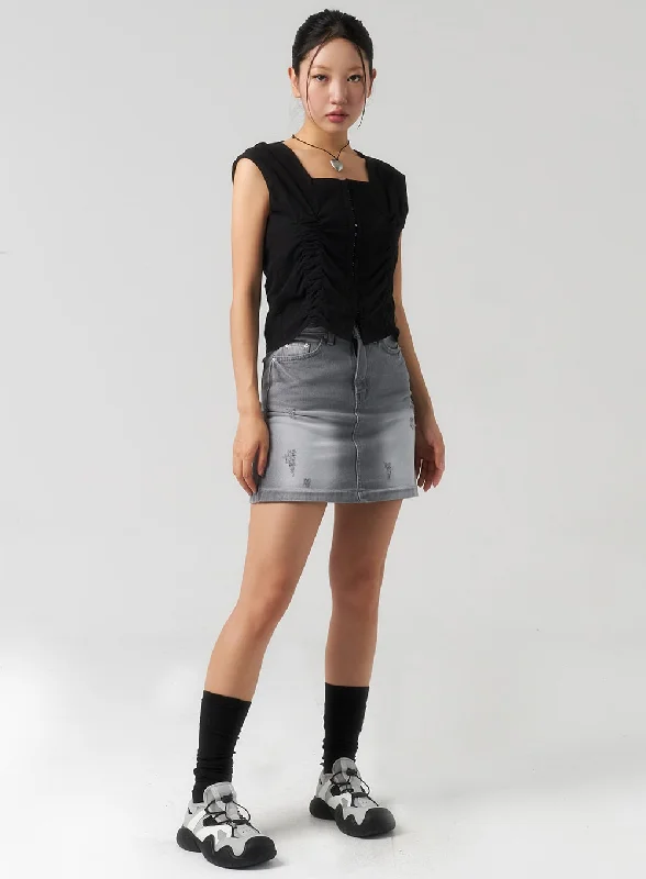 Denim Mini Skirt CU326