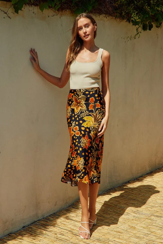 Retro Tropics Midi Skirt