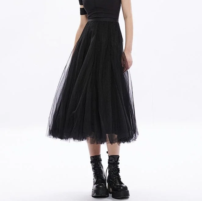 Women's Grunge Multilayer Mesh Maxi Skirt