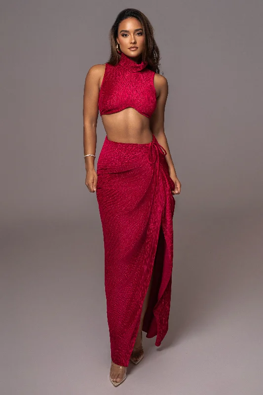 Red Chosen One Velvet Skirt Set