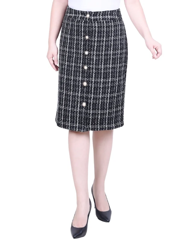 Knee Length Slim Tweed Knit Skirt